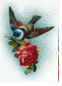 Ansichtkaart 'Vliegende mees met roos'